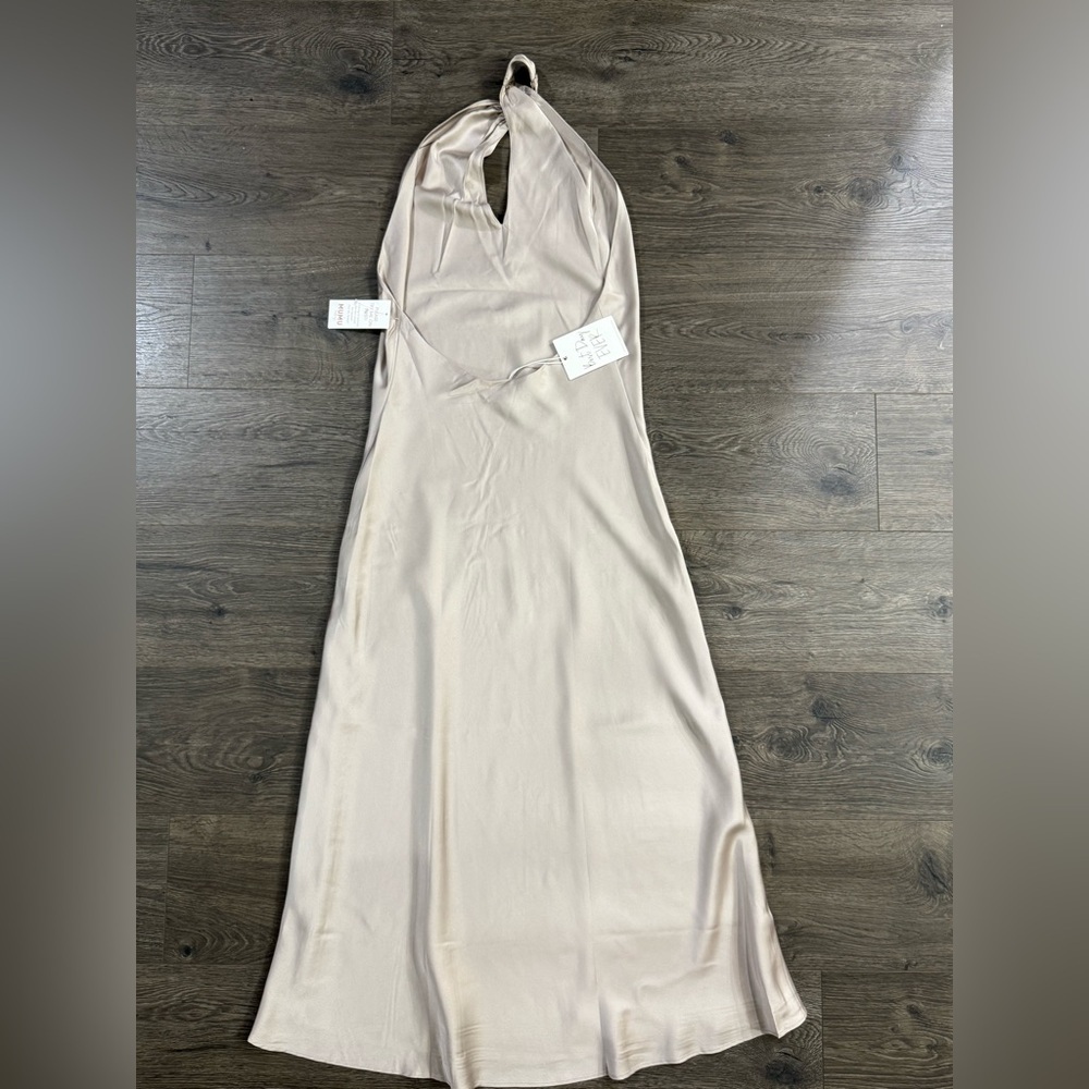 *NWT* Show Me Your MuMu Jasmine Halter Midi Dress - Champagne Luxe Satin - Picture 5 of 11